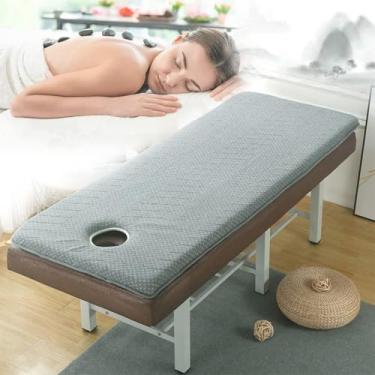 Imagem de Colchão De Cama De Beleza/spa Com Faixas Elásticas, Mesa De Massagem De Cabeça Trapezoidal, Colchão Com Orifício De Respiração Facial, Almofada De Cama De Cílios, Grey, 70x190cm