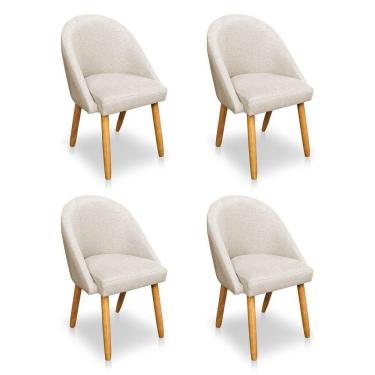 Imagem de Kit 04 Cadeiras Jantar Bela Linho Pés Palito Castanho - Pallazio Bege