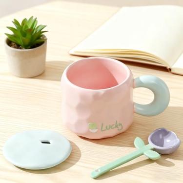 Imagem de Disoza Caneca de tulipa rosa com tampa caneca de café engraçada copo de tulipa 425 g presente personalizado caneca de Natal caneca de café floral tulipan presente de aniversário para mulheres namorada