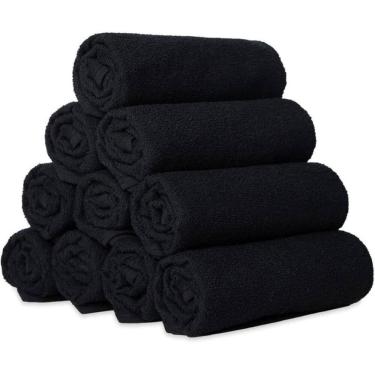 Imagem de Kit 10 Panos De Prato Liso Atoalhado Preto Felpudo Cozinha