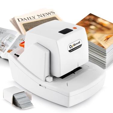 Imagem de CGOLDENWALL Grampeador elétrico automático resistente, capacidade de 70 a 75 folhas, ajuste plano, velocidade e margem, com 6000 grampeadores, detecção automática, cartucho grande de 5000 grampos