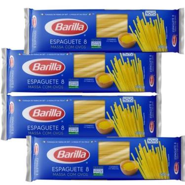 Imagem de Kit 4 Macarrão Barilla Massa com Ovos Espaguete 8 500g