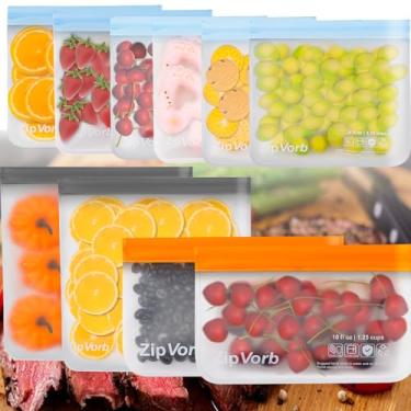 Imagem de BchaVoes Sacos reutilizáveis para freezer pacote variado: 2 galões, 6 sanduíches, 2 sacos de lanche, seguro para lava-louças, livre de BPA e à prova de vazamento, para organização de carne, cereais
