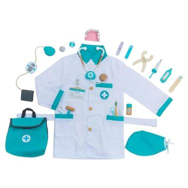 Imagem de simhoa Fantasia de Médico para Meninos e Meninas de 3 a 8 Anos - Roupa Educativa Realista de Simulação, Azul
