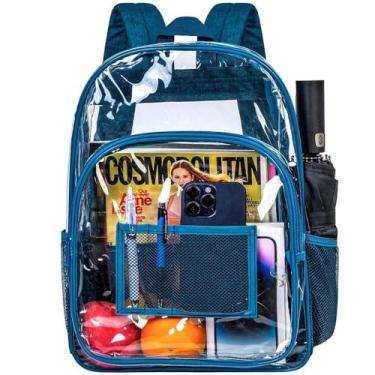 Imagem de Mochila transparente, mochila transparente resistente, mochila escolar transparente - azul marinho