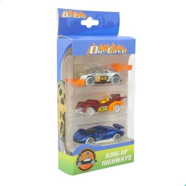 Imagem de Kit 3 Carrinhos de Metal Die-Cast King of Highways 8cm Brinquedo Infantil (Kit Super Esportivos)