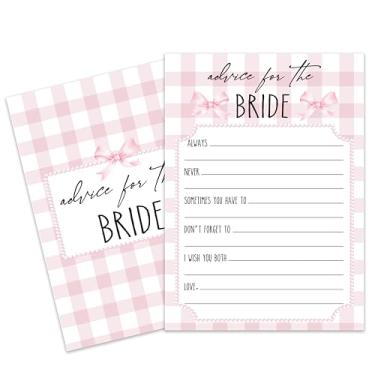 Imagem de Blush Pink Bow Theme Bridal Shower Game, Advice for The Bride, Wedding Shower Supplies, 25 Cards Per Set, a09
