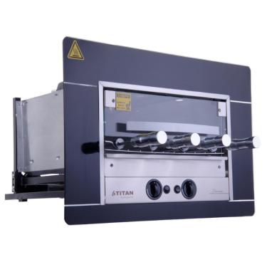 Imagem de Churrasqueira A Gás Natural De Embutir Titan Titanium Preto 4 Espetos Rotativos 220v