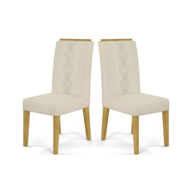 Imagem de Cadeira De Jantar Yasmin Conjunto Com 2 Cadeiras Cedro Com Veludo Neve