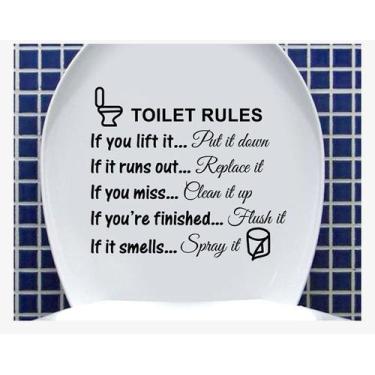 Imagem de Adesivo de parede Toilet Rules Funny Bathroom PVC 29x25cm - yiweisai