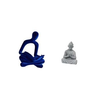 Imagem de Fenteer Escultura de Estatueta Abstrata de Pensador Humano, Ornamento de Arte Versátil para Escritório, Bar, Casamento, Figura de Buda Macaco, Estátua Budista