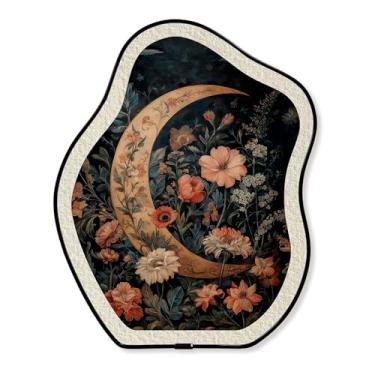 Imagem de Arte de parede vintage com moldura de metal lunar, decoração de flor gótica oval curvada, decoração de parede Dark Academia & Cottagecore ou exibição de mesa para escada, corredor, quarto, sala de