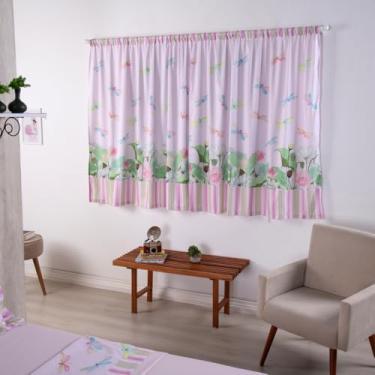 Imagem de Cortina Infantil Estampada em Poliéster 300 Fios, Moderna, Tecido Digital, 2,00m x 1,50m (Libélulas)
