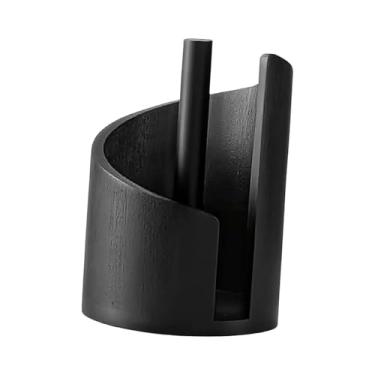 Imagem de Bothyi Suporte de madeira para papel toalha, organizador de rolos de papel, porta-papel higiênico para mesa de jantar, restaurante e decoração de casa, Preto