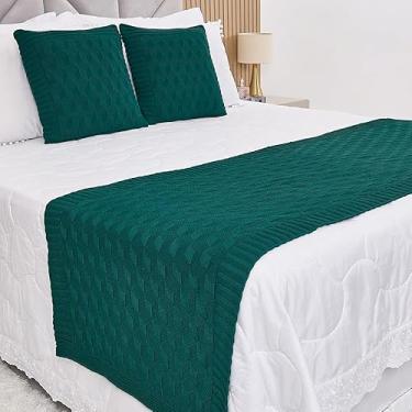 Imagem de Manta Casal, Peseira Manta Tricot Cama Casa Efeito 3d - Somente a Peseira(Verde Escuro,Queen)