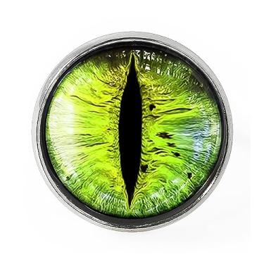 Imagem de Anel olho de gato verde - Joia artesanal de taxidermia artesanal de Halloween com globo ocular de animal, Vidro, Sem pedra preciosa