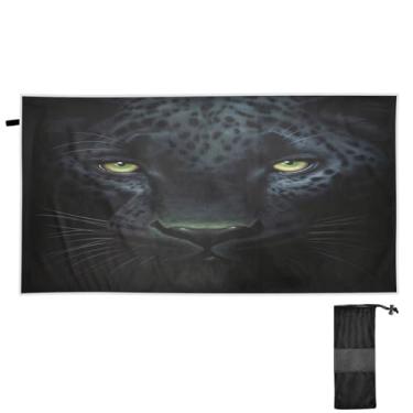 Imagem de ATTX Toalha de praia Pantera Negra Negra 79 x 188 cm - Cobertor de microfibra leve de secagem rápida e resistente à areia para piscina, ioga, academia e viagens | Esportes de banho de natação multiuso