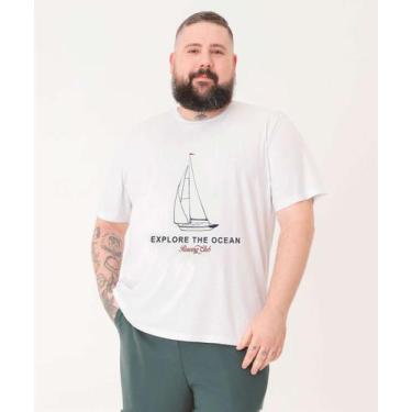 Imagem de Camiseta Plus Size Masculina Estampa Frontal Manga Cur-54016 - MR, Off