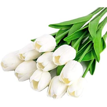 Imagem de LMJYU Arranjo de flores artificiais: centro de mesa de decoração de casamento elegante com 10 cabeças desabrochando