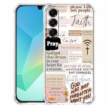 Imagem de mehidpur Citações Cristãs Estética Vintage Jesus Versículo da Bíblia Padrão Colagem, Capa Amortecedora TPU Macio para Samsung Galaxy A16, #4