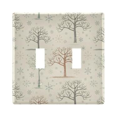 Imagem de Burbuja Capa de placa de parede para interruptor de luz de árvores, placa decorativa de parede, parafusos incluídos, 2 gangos