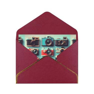 Imagem de SKKNT Coleção de câmera retrô Cool Cartões de felicitações para todas as ocasiões, convites de festa de aniversário de casamento, 12,7 x 15,2 cm