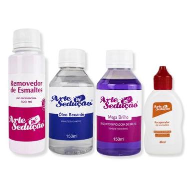 Imagem de Kit Recuperador Esmalte Removedor Secante Mega Brilho Arte Sedução Man