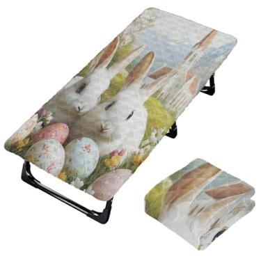 Imagem de Burbuja Lençol de berço de ovos Bunnys para crianças, lençol de cochilo acolchoado portátil com faixa elástica para meninas e meninos, lavável na máquina, 63,5 x 127 cm