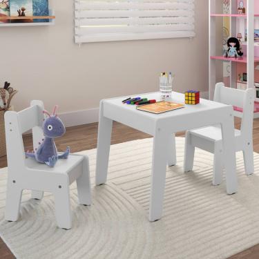 Imagem de Conjunto De Mesa Infantil Com 2 Cadeiras Diana Branco Brilho