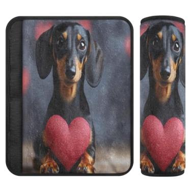 Imagem de Burbuja Capa para cinto de segurança de carro com coração de cachorro Valentine Protetor de cinto de segurança macio confortável para alça de ombro de assento de carro, 1 par médio