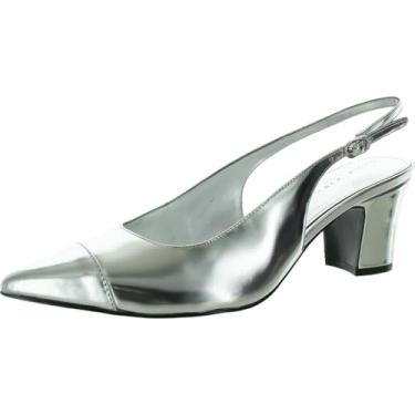 Imagem de Marc Fisher LTD Sapato feminino Blakeley, Couro metálico espelhado prateado 098, 37