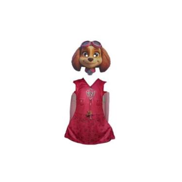 Imagem de Fantasia Roupa Infantil Skye Com Máscara E.v.a. 3D. - Bililika, Rosa, 