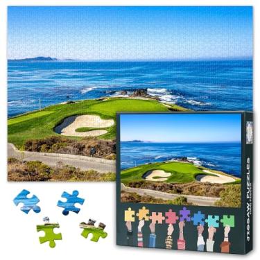 Imagem de 1000 Piece Jigsaw Puzzle for Adults Pebble Beach Golf Course California Scenic Coastal Wall Art Blue Sky Ocean View Landscape Puzzle 27.5x19.7 Inch Home Office Decor