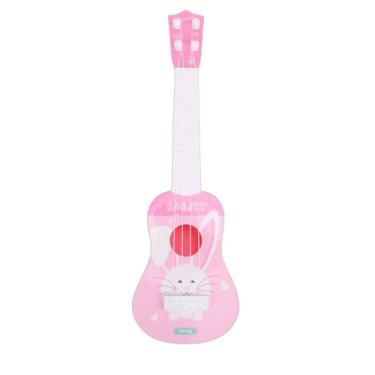 Imagem de SPYMINNPOO Guitarra Ukulele Infantil, Instrumento Musical Infantil de Plástico, Brinquedos Educativos para Iniciantes Com Afinador de Alça de Estojo, Ukelele de 21 Polegadas para Meninos (Rosa)