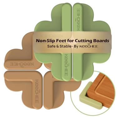 Imagem de Keechee 2 peças de pés antiderrapantes de silicone para tábua de corte, prevenção de lesões de corte na cozinha, pés para cozinha segura, presentes quentes para cozinha e protetor de casa (verde e