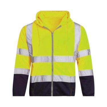 Imagem de Moletom com capuz polar com tiras reflexivas, zíper colorido, roupas d