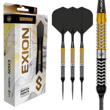 Imagem de Winmau Dardos - Exion – Conjunto profissional de dardos de tungstênio 90% | Switch Point Tech | Barris paralelos ônix e ouro | Sistema de troca rápida de 2 pontos intercambiáveis (onda e suave) |