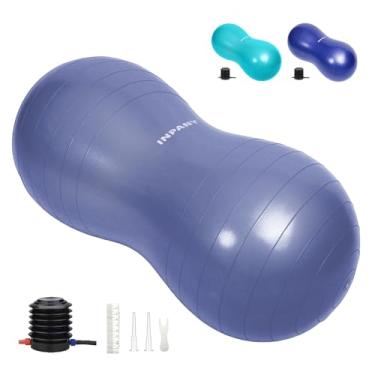 Imagem de INPANY Bola de amendoim – Bola de exercício anti-explosão para parto, fisioterapia para crianças, força central, casa e academia (inclui bomba) azul claro
