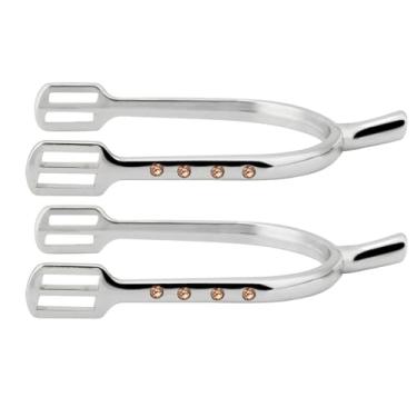 Imagem de Generic Esporas Jovens Cromadas Ultra Resistentes e Convenientes para Iniciantes Equestres, Remadas de Liga de Zinco para Meninas (Branco prateado)