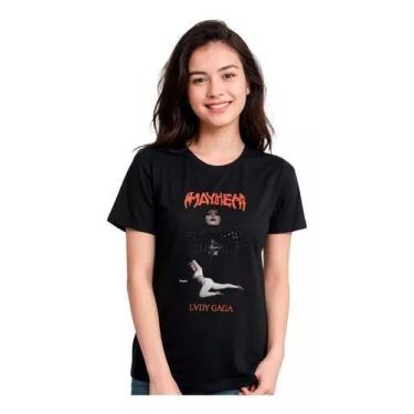 Imagem de Camiseta Feminina Babylook Versão Lady Gaga Mayhem - Dinka, P, Preto