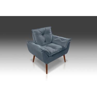 Imagem de Poltrona Opala Com Fibra Siliconada Suede Azul Turquesa- CASA DA POLTR