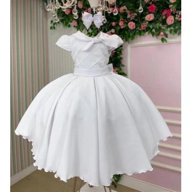 Imagem de Vestido Infantil Festa Luxo Ravena Branco - Elegante e Sofisticado - F