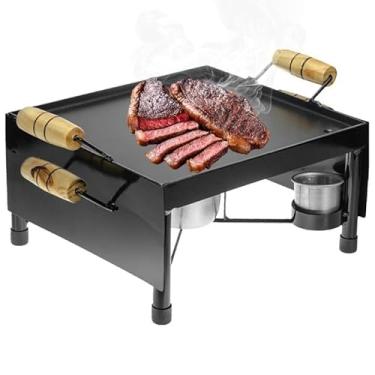 Imagem de Chapa a Álcool portátil Fogareiro Churrasqueira 1 Boca Multiuso Bifeteira