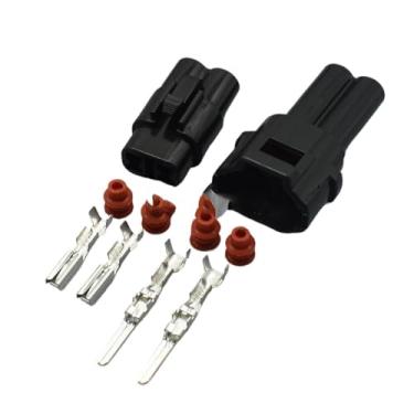 Imagem de SSXLSMYXGS Kit de conector elétrico à prova d'água de 2 pinos, conjunto de conector de fio automotivo selado masculino e feminino, 20 conjuntos compatíveis com MT090(Black Female Male,5Sets)