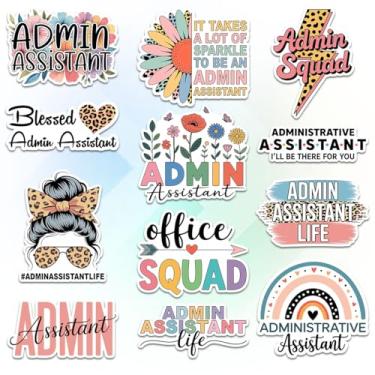 Imagem de 12 adesivos de assistente de administração - decalques de escritório para profissionais administrativos - designs motivacionais para assistentes de administração - presentes para esquadrões de