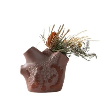 Imagem de URGDWEKJY Vaso em formato especial vaso de cerâmica branco fosco ornamentos sala de estar mesa de jantar armário de TV vaso decorativo vasos de flores (B)