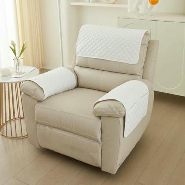 Imagem de Capas antiderrapantes para poltronas, com proteção para os braços e encosto de cabeça, ideais para sofás reclináveis ​​de 3 lugares. Possuem bolso lateral e são laváveis.