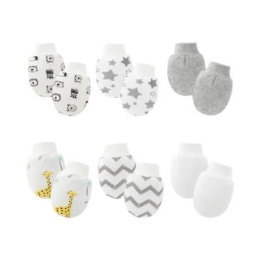 Imagem de Luvas De Algodão Para Bebês Recém-nascidos, 6 Pares, Luvas Antiarranhõ