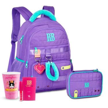 Imagem de Kit Mochila Rebecca Bonbon Pelúcia Costas Estojo Box Amplo, RB26238 Li