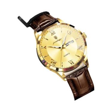 Imagem de Relógio De Pulso Masculino De Luxo Em Couro Quartz À Prova d'Água Lumi